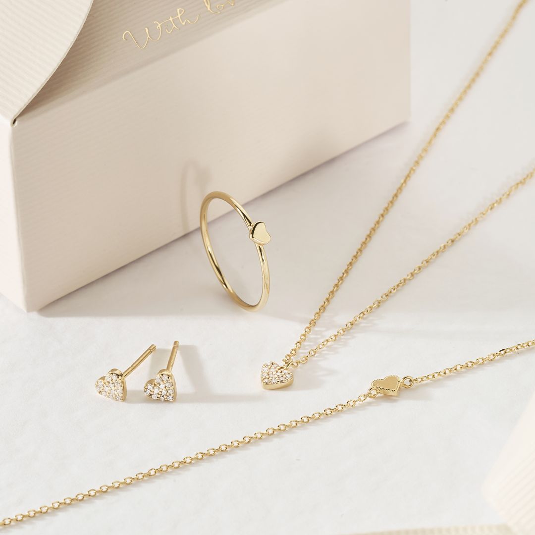 Gold Diamond Style Cluster Heart Necklace