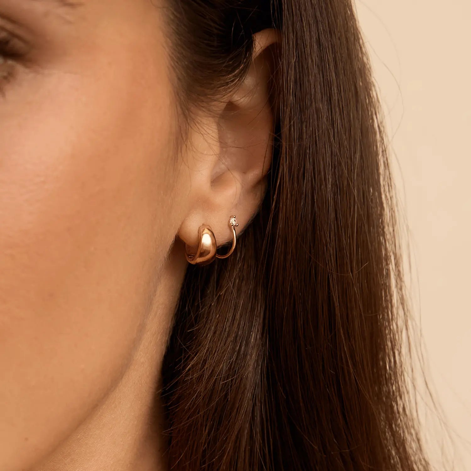 Gold Chunky Huggie Hoop Earrings