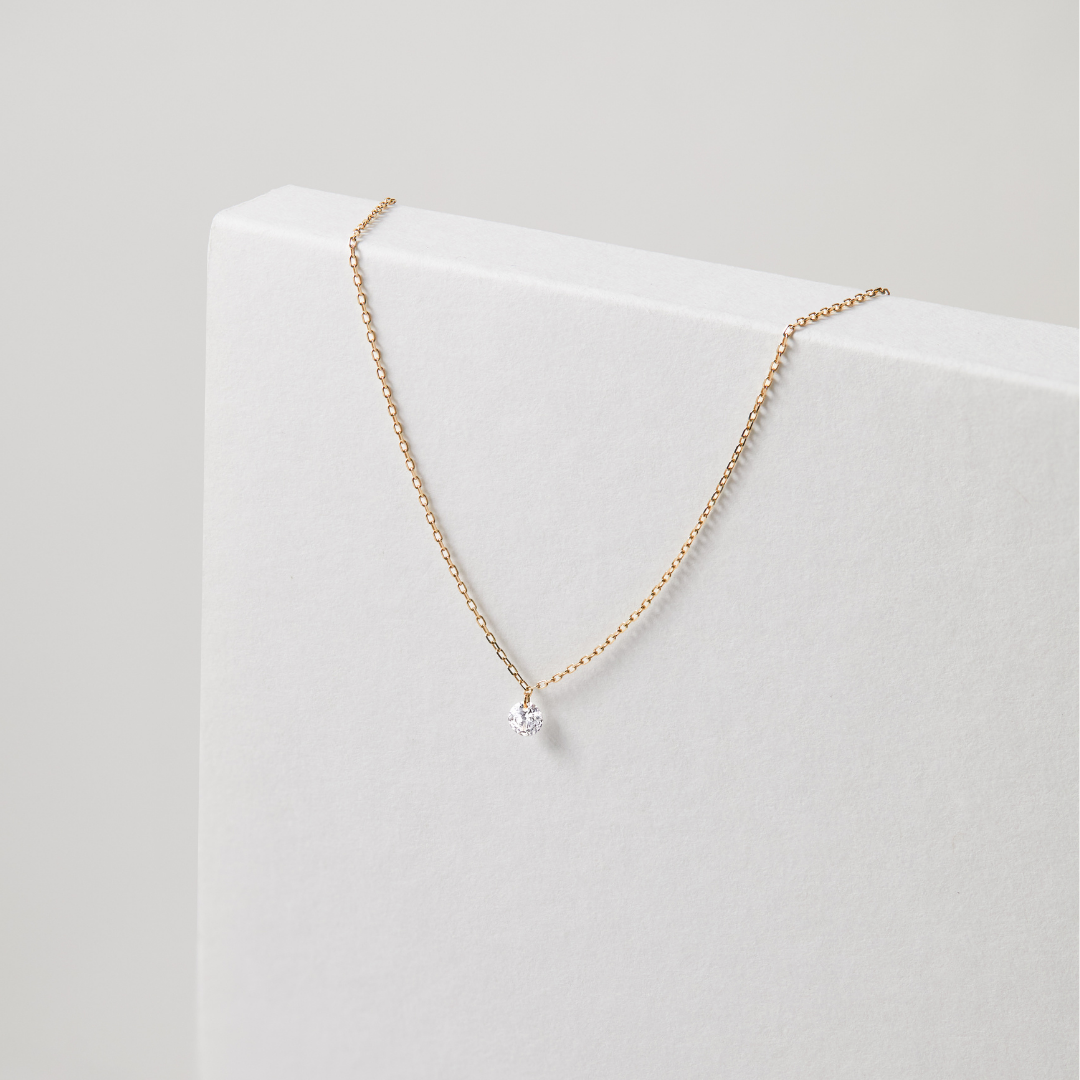 Gold Floating Diamond Style Necklace