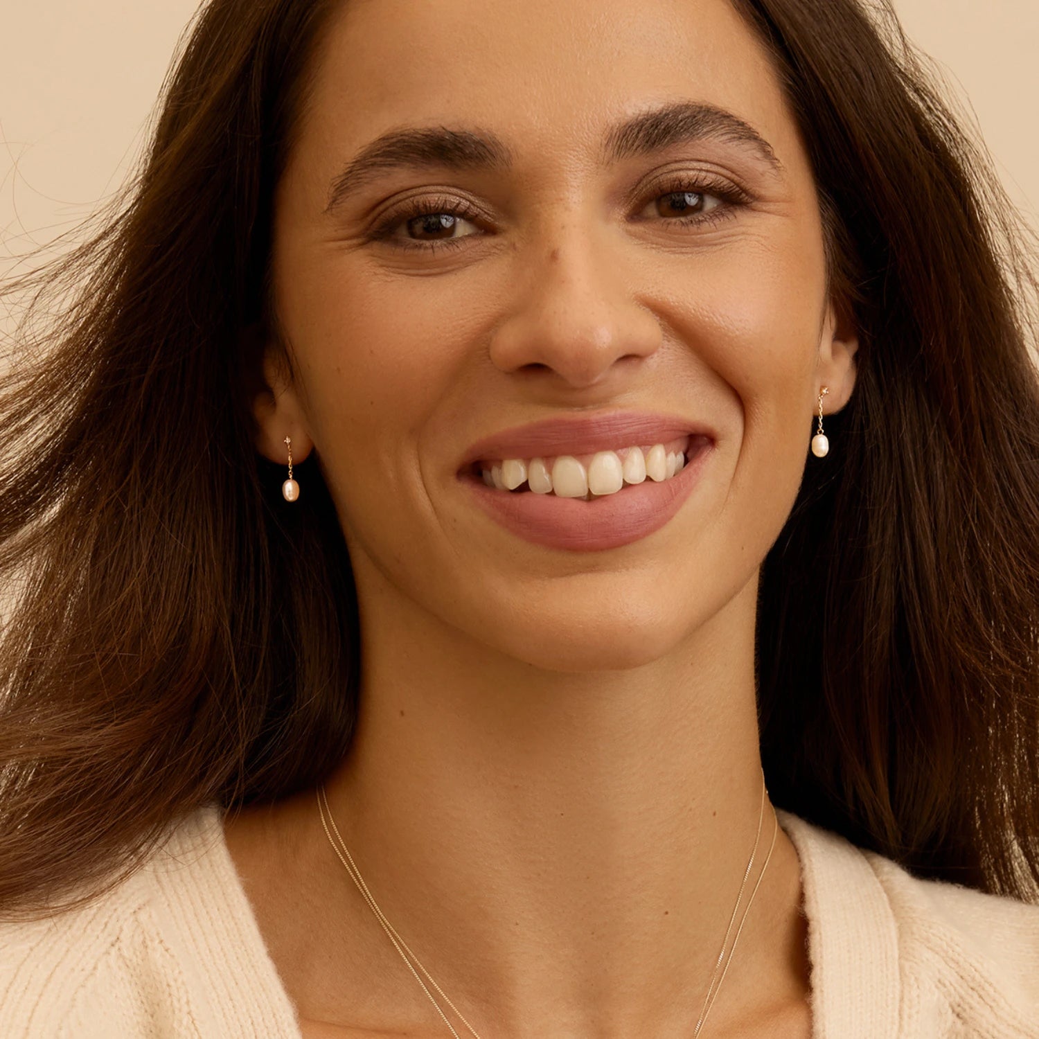 Gold Diamond Style Pearl Drop Stud Earrings