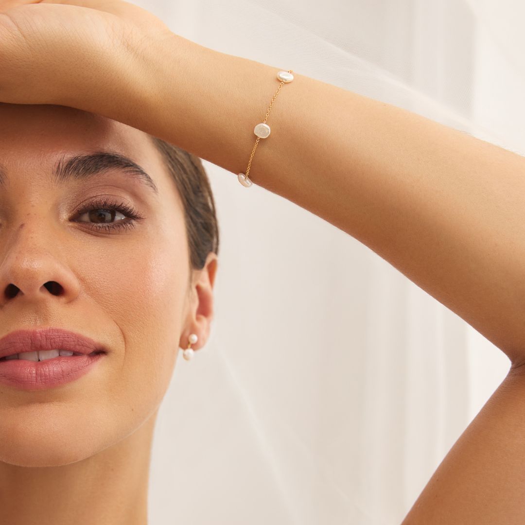Gold Five Baroque Pearl Bracelet