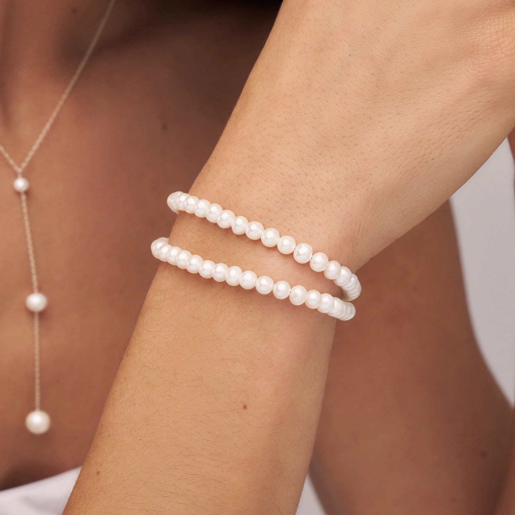 Silver Double Pearl Bracelet