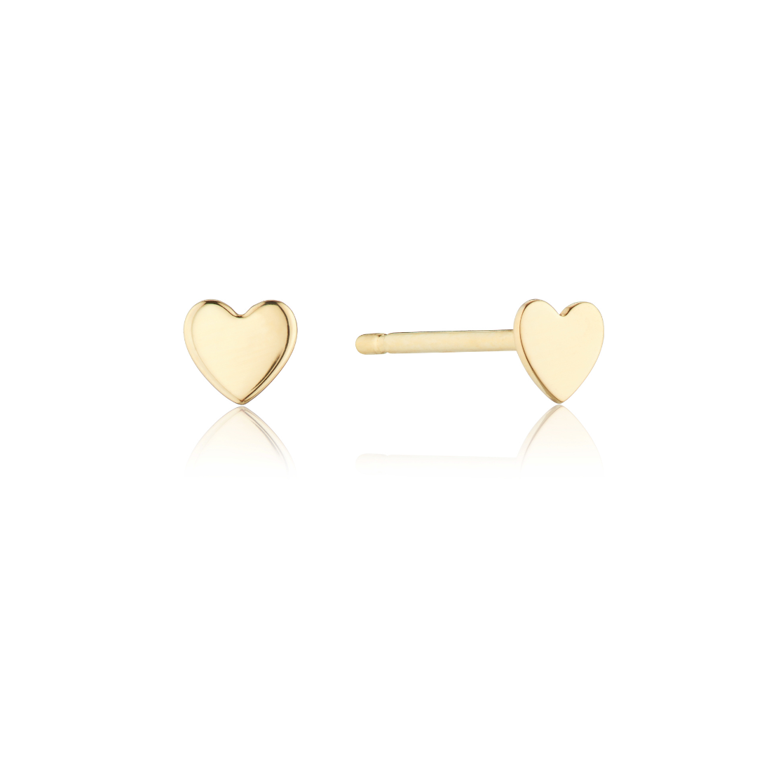 Gold Tiny Heart Stud Earrings