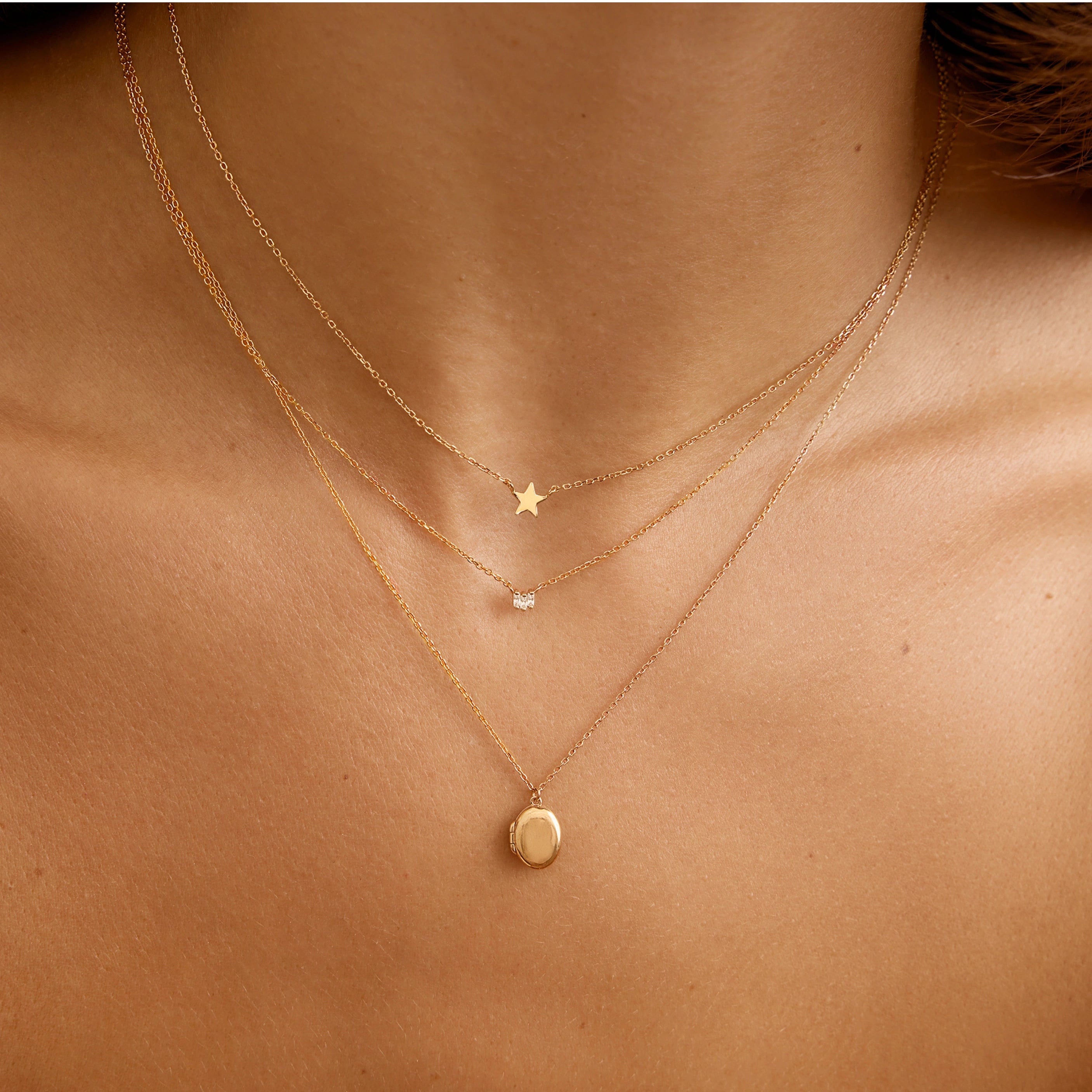 Gold Oval Locket Necklace