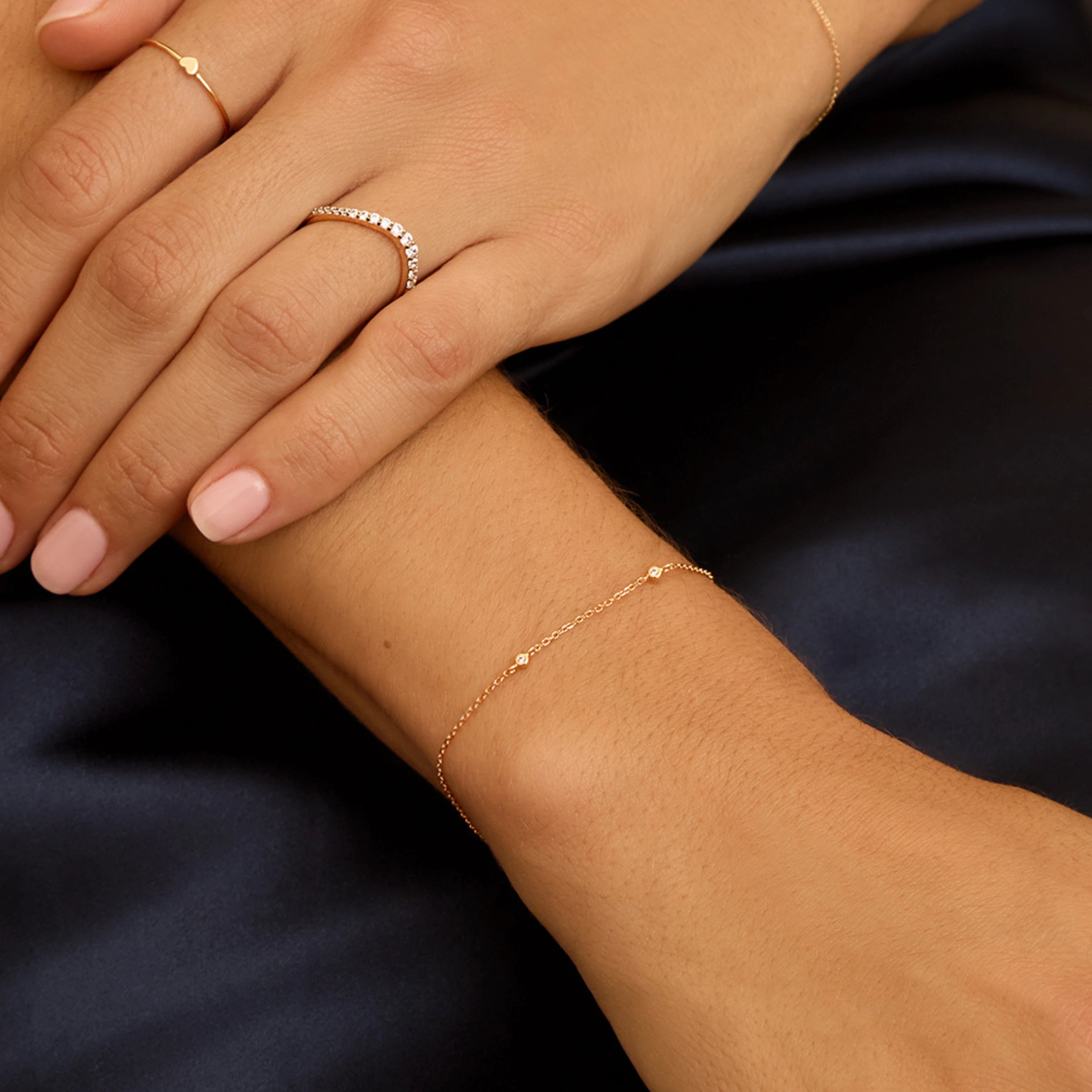 Solid Gold Five Stone Genuine Diamond Bracelet