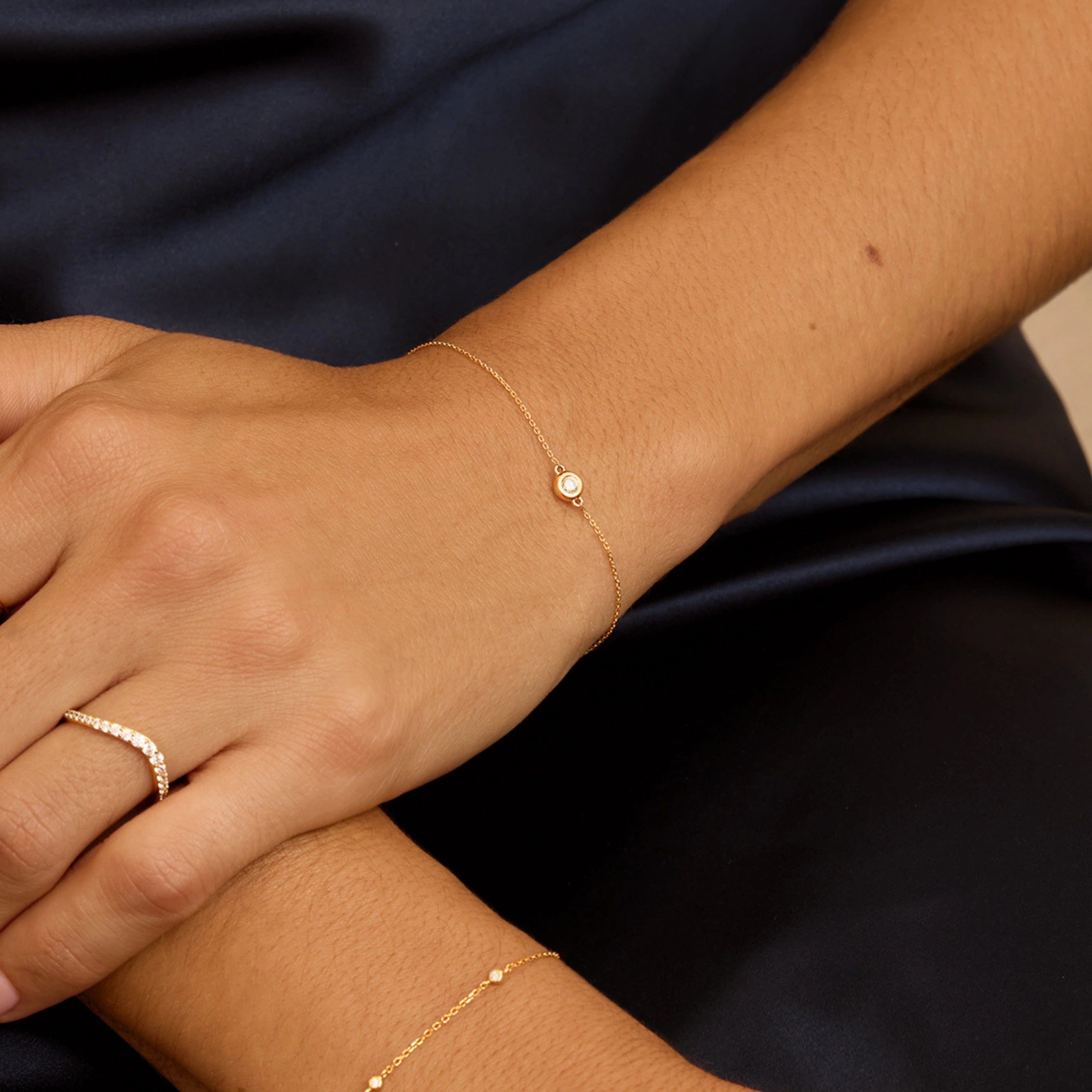 Solid Gold Floating Diamond Bracelet