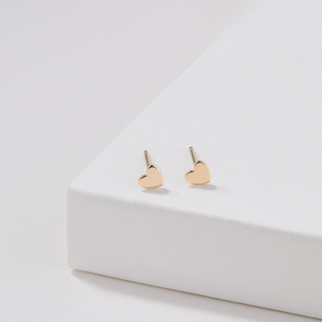 Gold Tiny Heart Stud Earrings