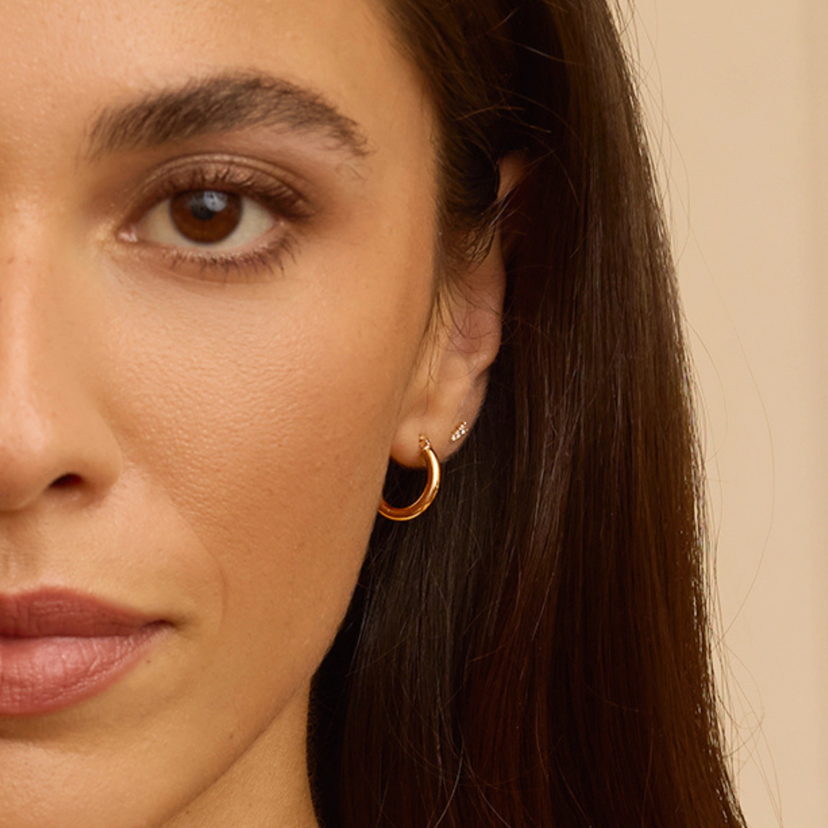 Solid Gold Small Rounded Hoop Earrings