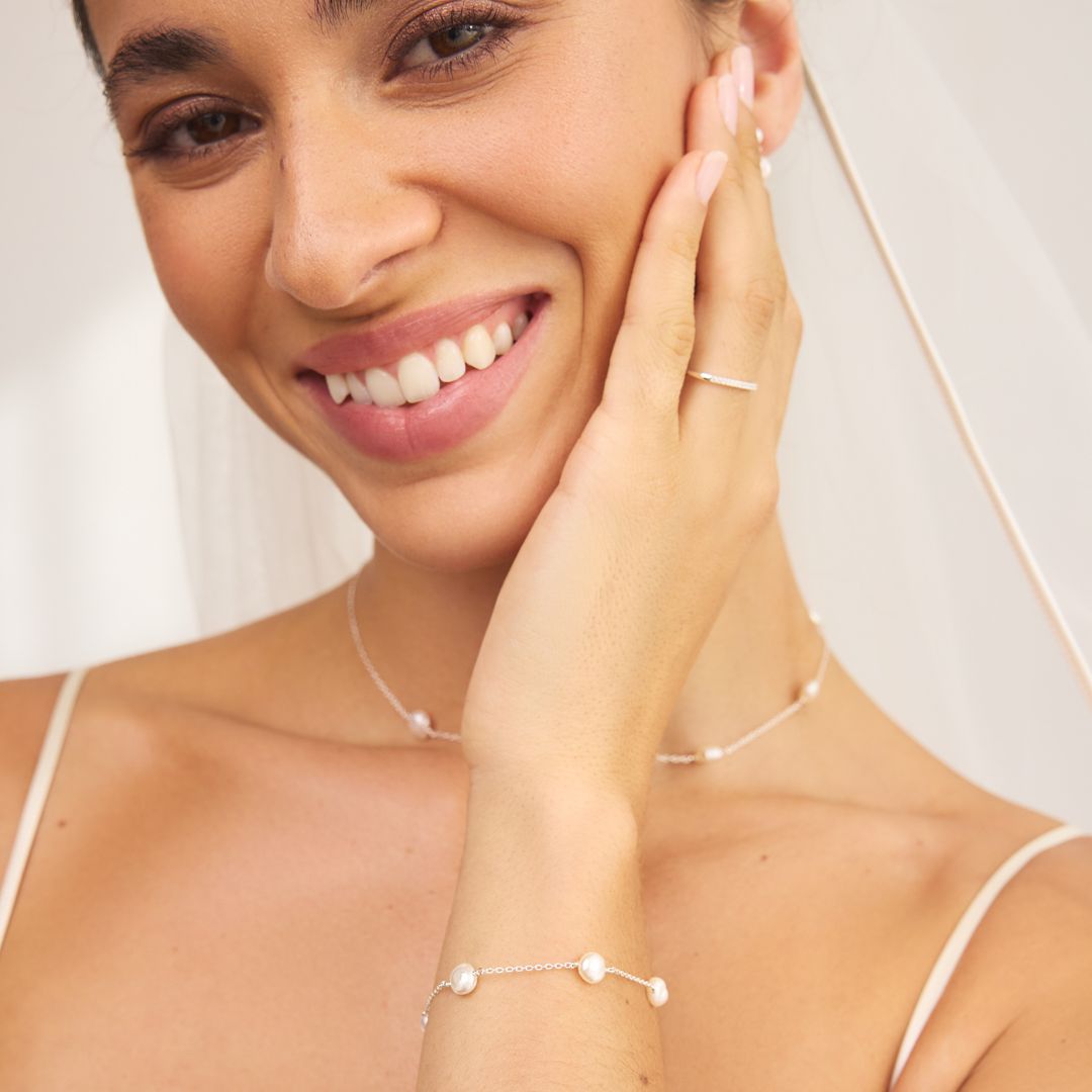Silver Five Baroque Pearl Bracelet