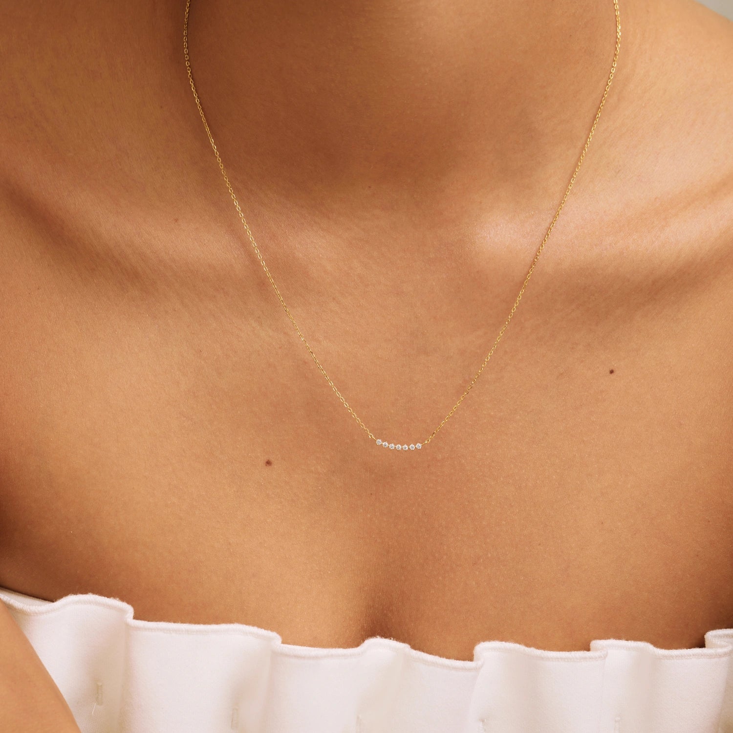 Gold Diamond Style Curve Necklace