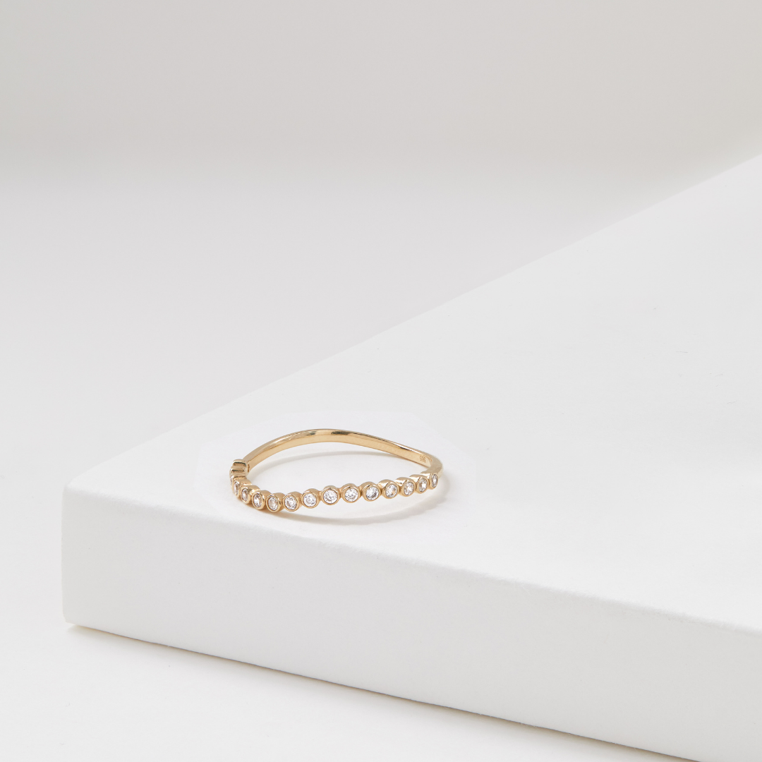 Silver Diamond Style Wave Ring