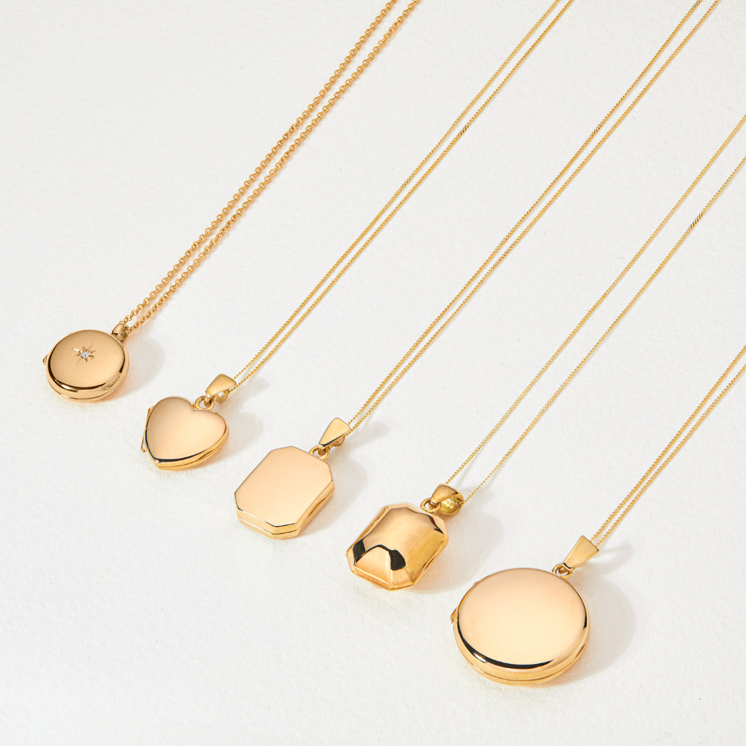 Solid Gold Large Round Locket Necklace