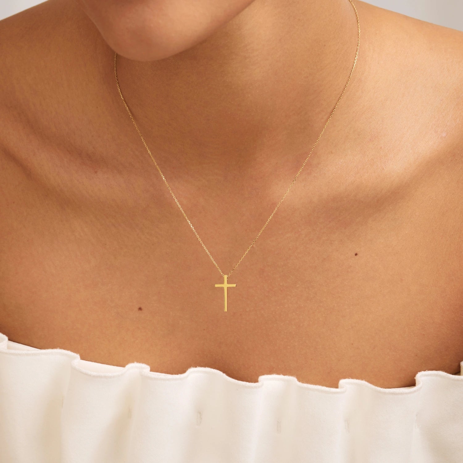 Gold Thread-through Cross Necklace