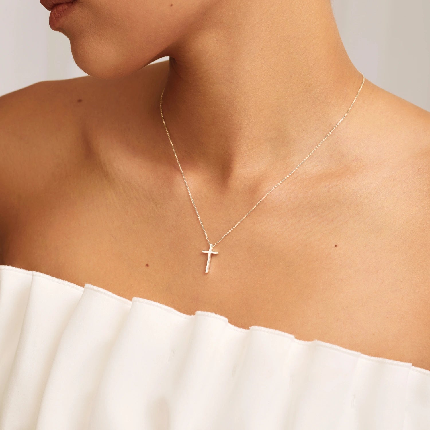 Silver Thread-through Cross Necklace