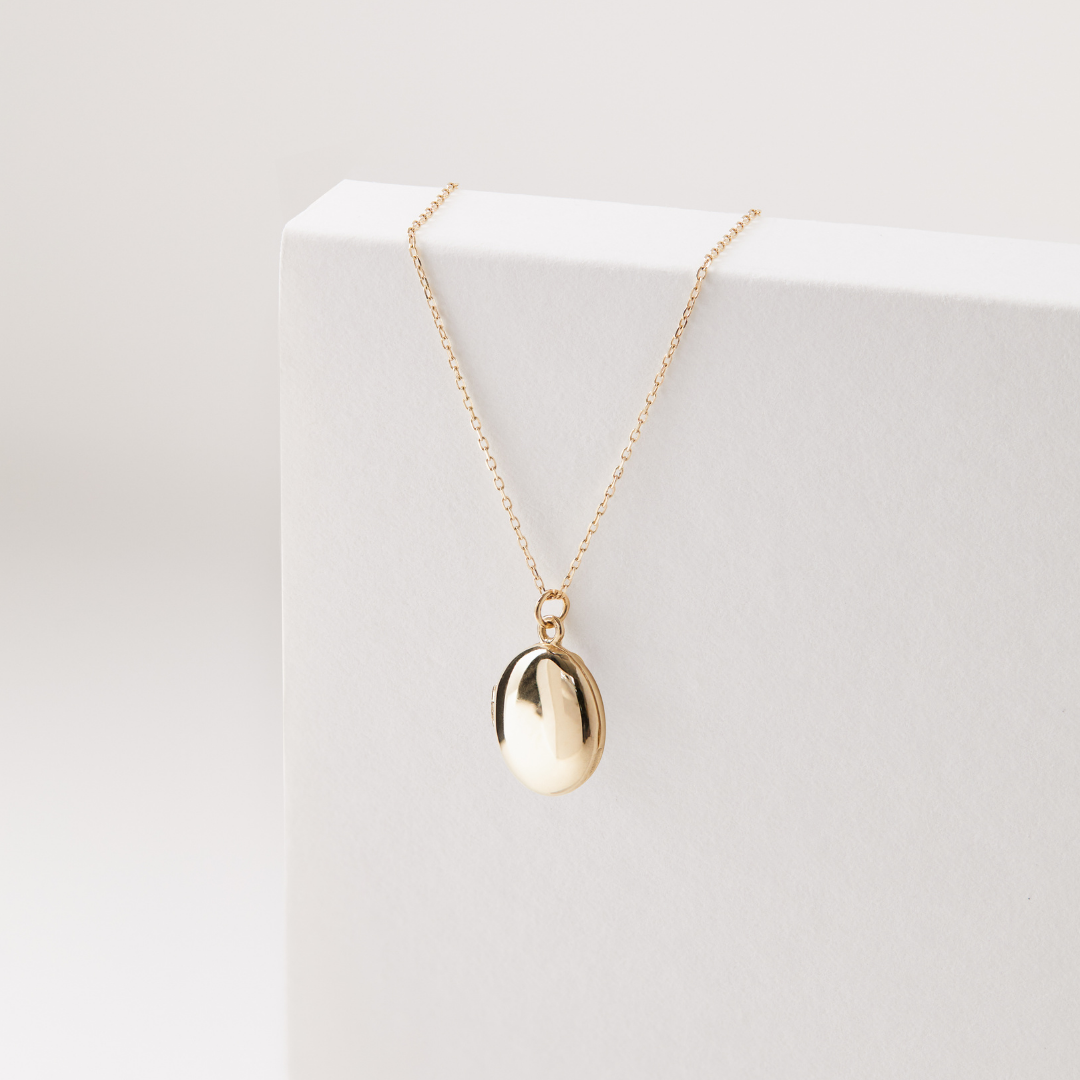 Gold Oval Locket Necklace