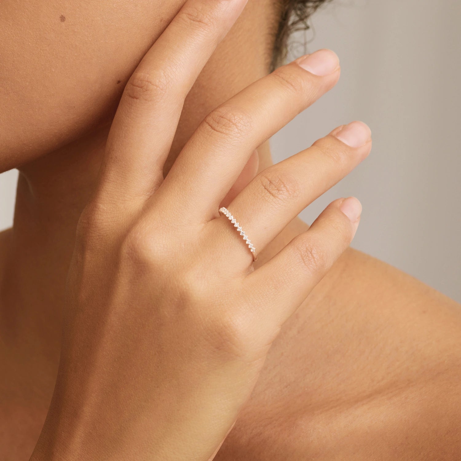 Gold Brilliant Diamond Style Half Eternity Ring