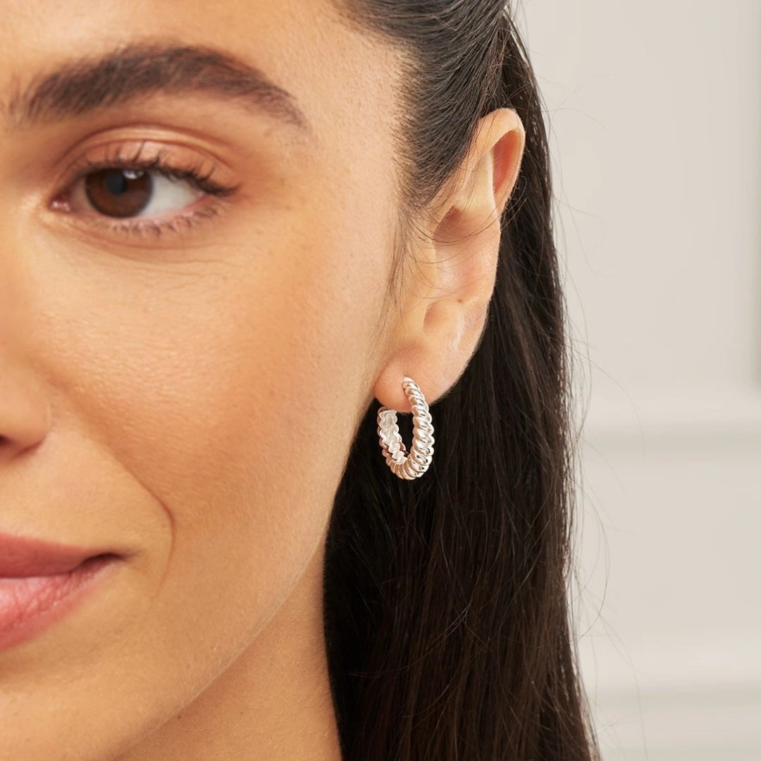 Silver Large Twisted Rope Hoop Earrings