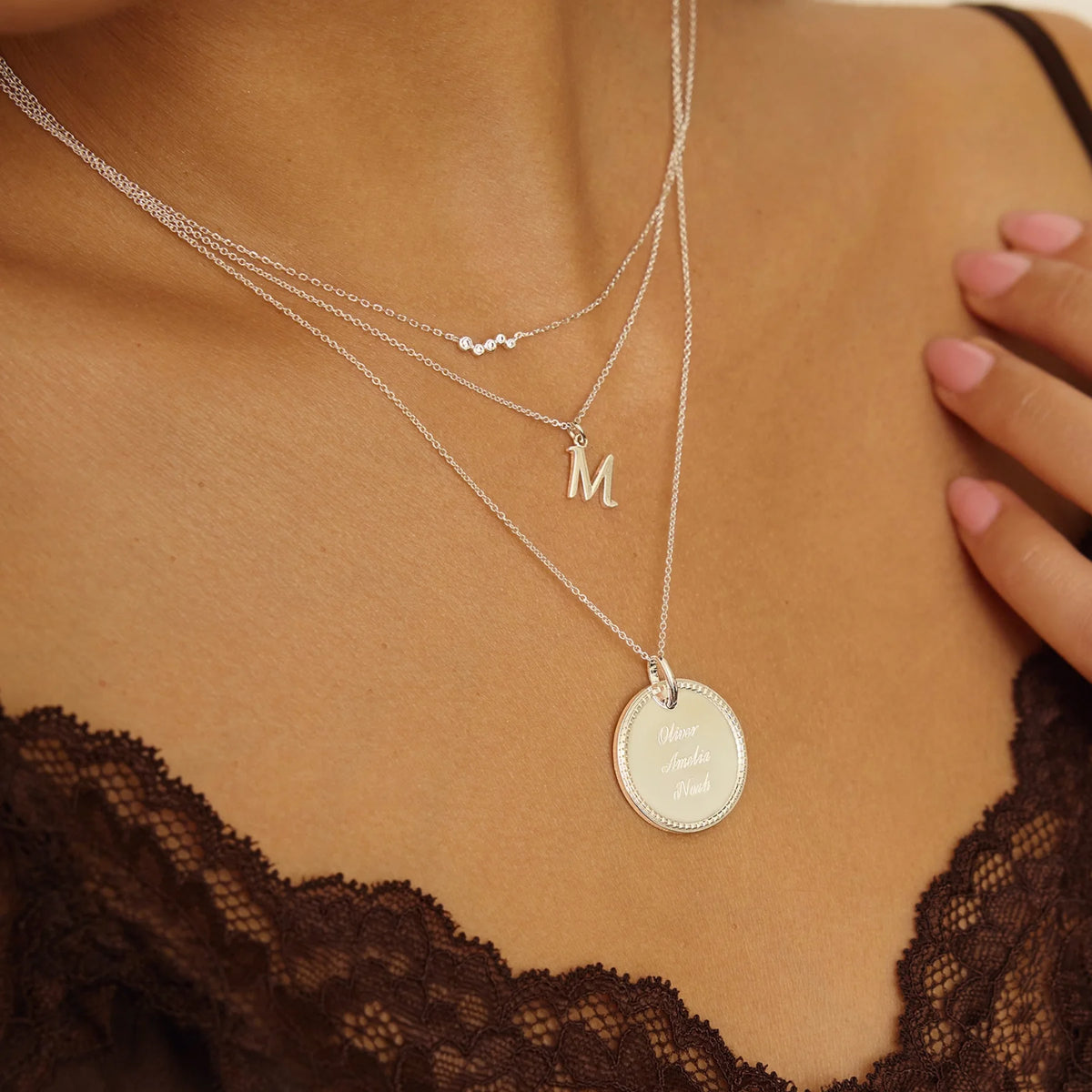 Solid White Gold Individual Curve Initial Charm