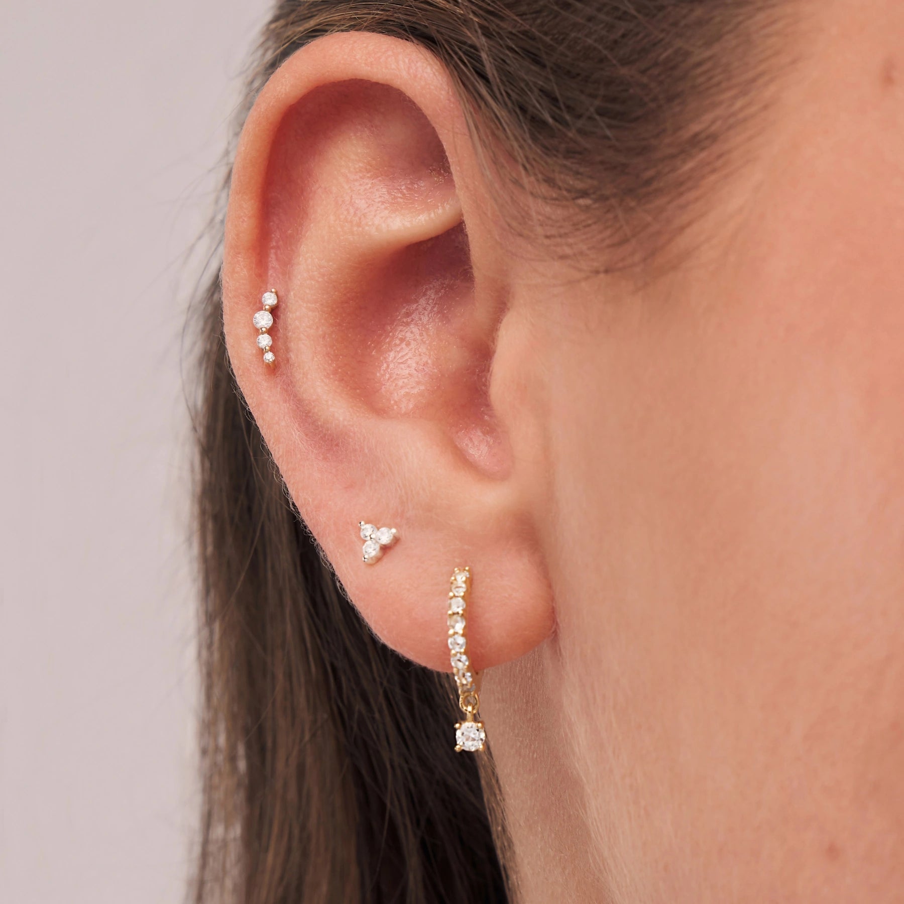 Gold Diamond Style Square Drop Earrings