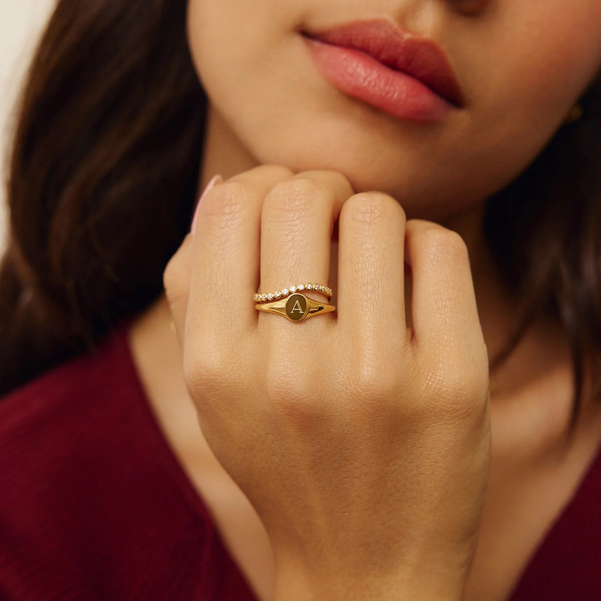 Gold Small Personalised Signet Ring