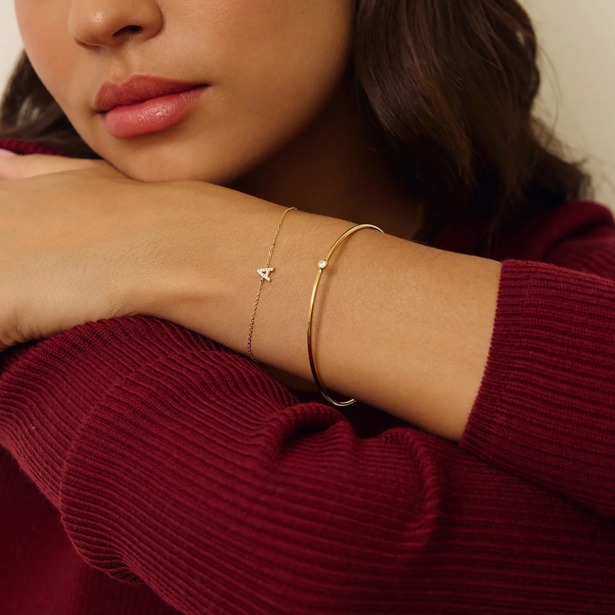 Gold Single Diamond Style Bangle