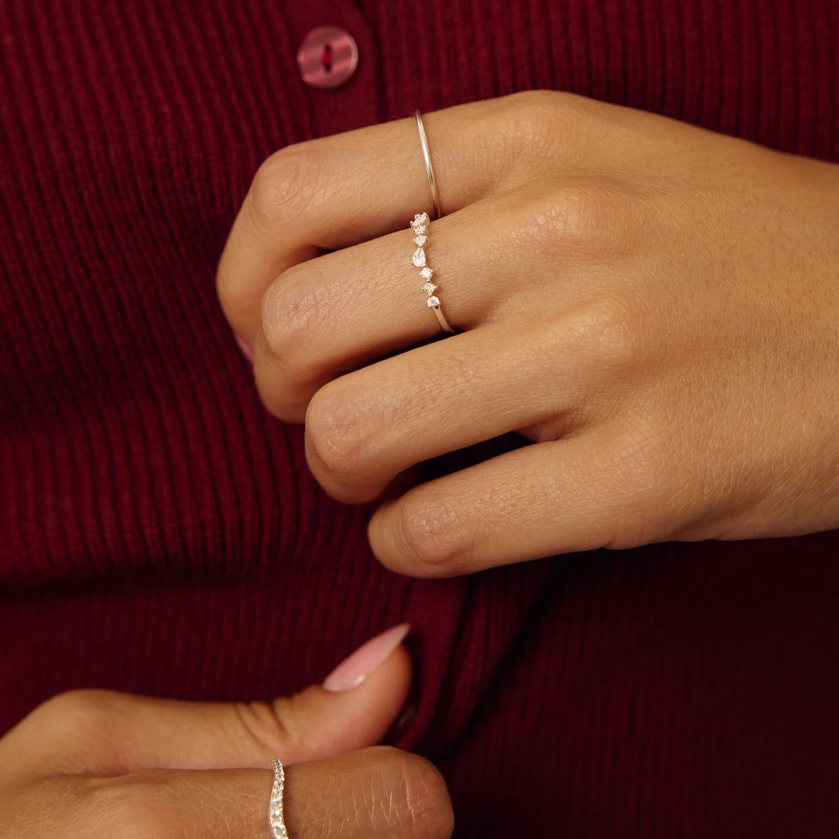 Silver Diamond Style Mixed Cluster Ring