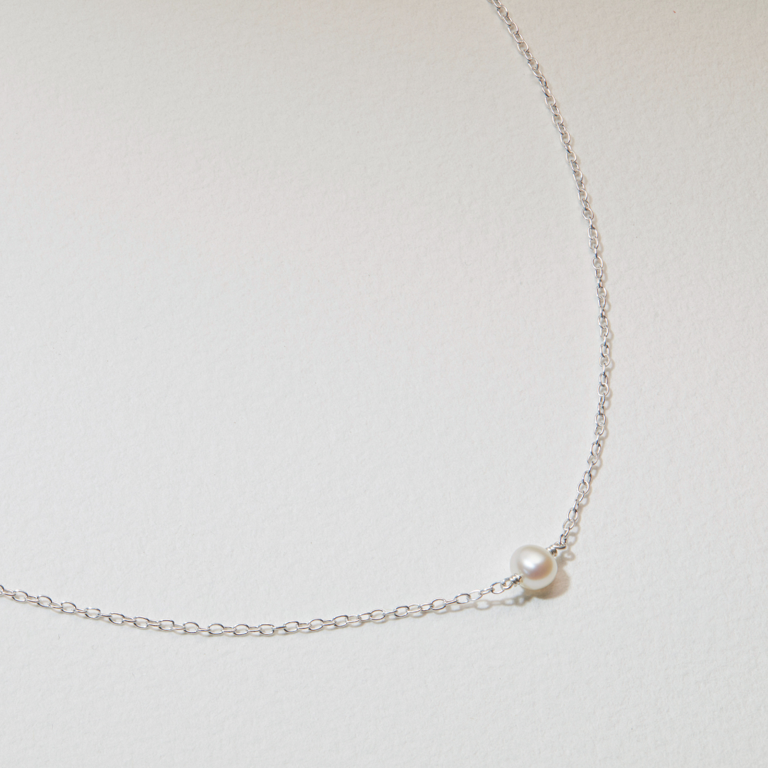 Silver Single Pearl Choker