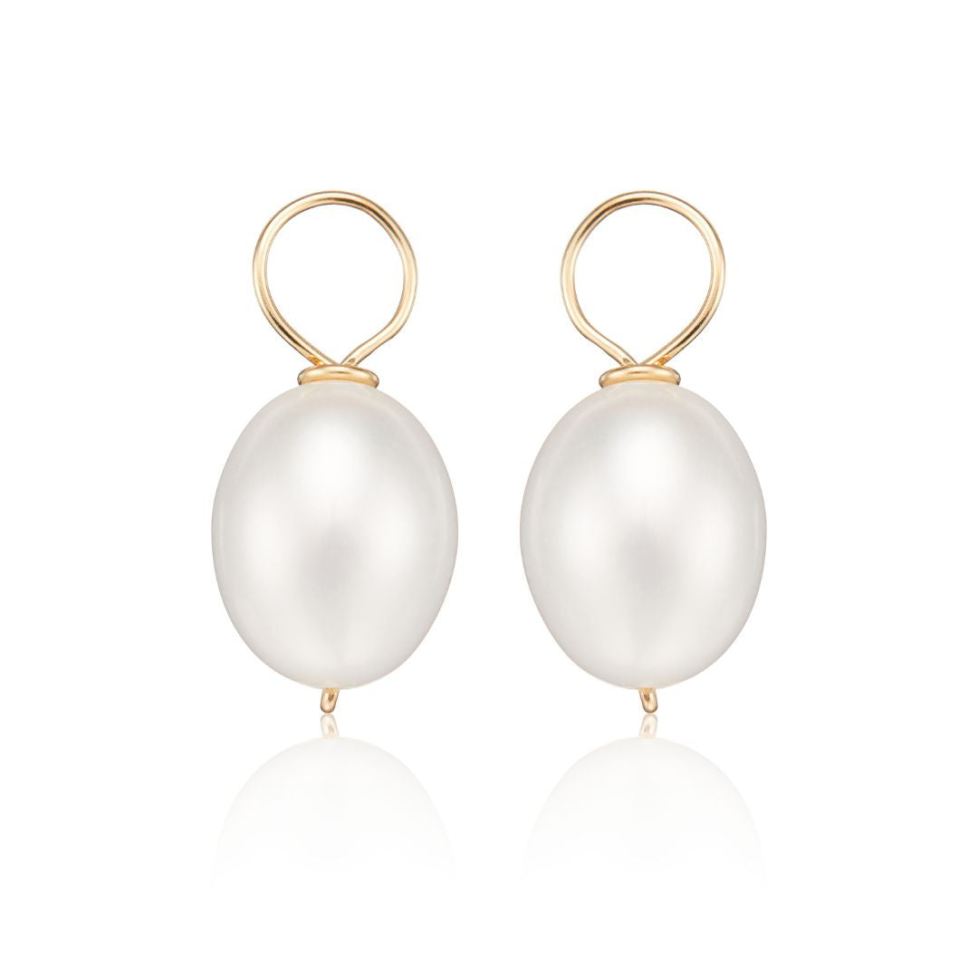 Gold Large Pearl Drop Pair