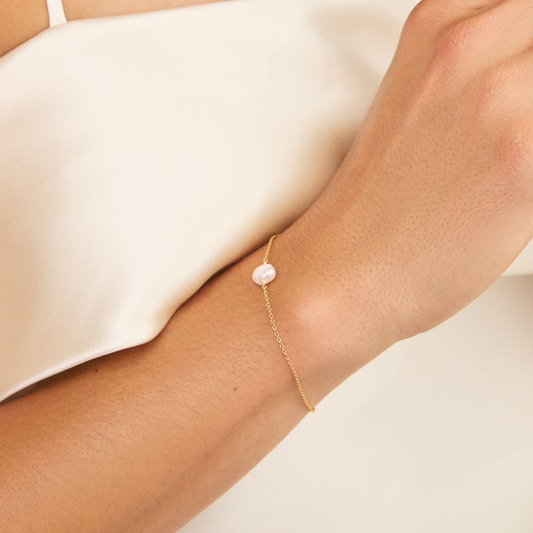 Rose Gold Single Baroque Pearl Bracelet