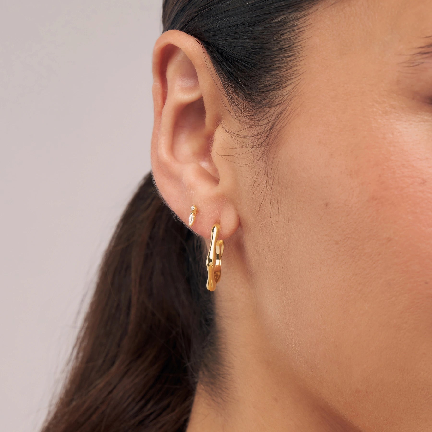 Gold Marquise Diamond Stud Earrings