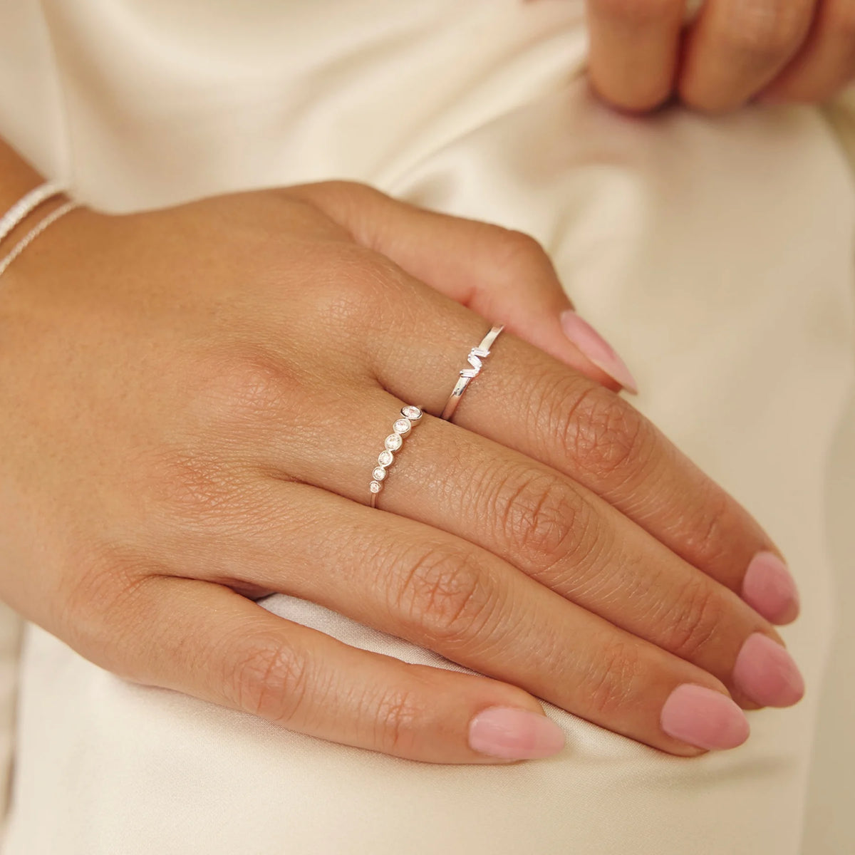 Silver Diamond Style Three Baguette Ring