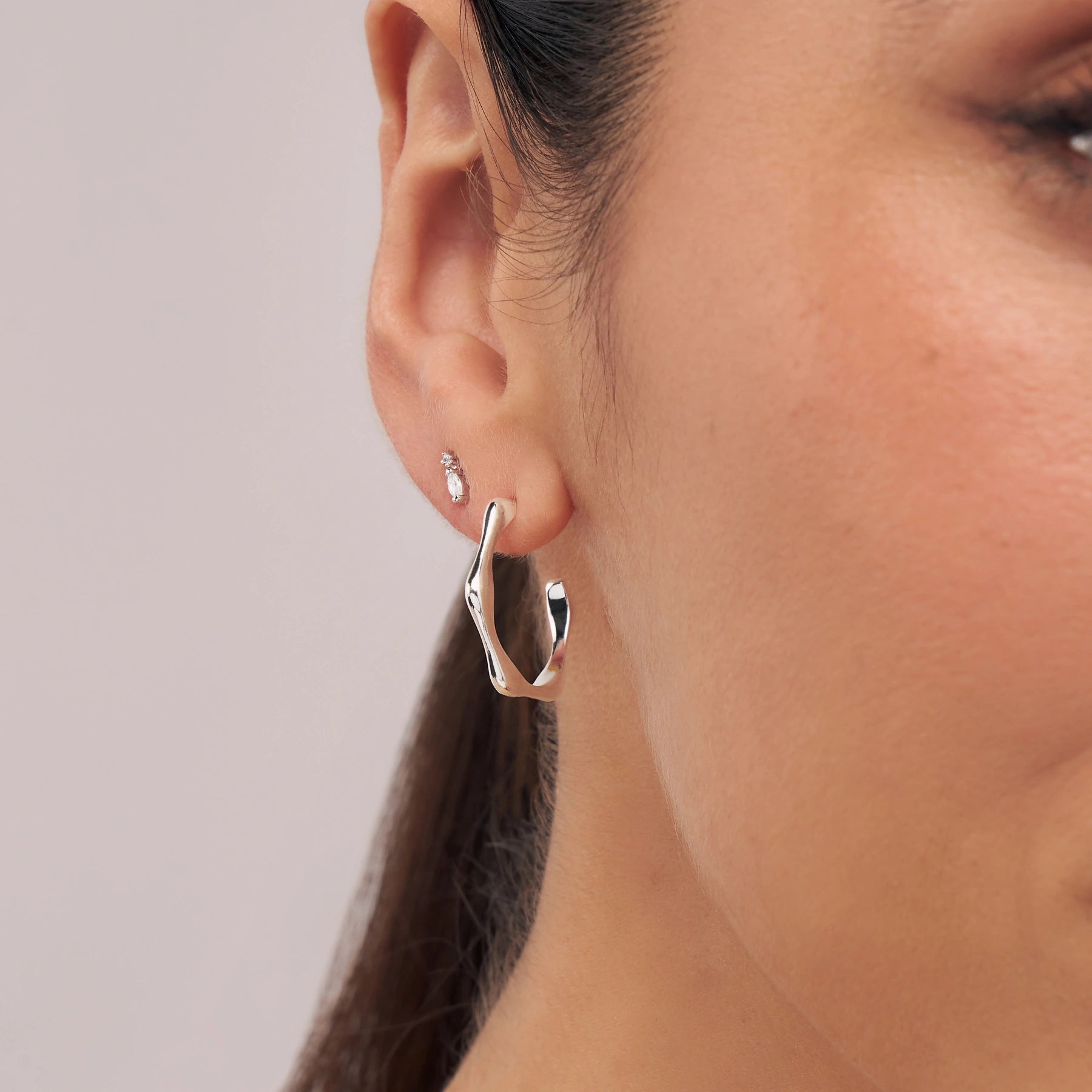 Silver Bamboo Hoop Earrings