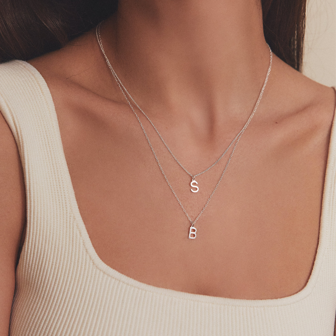 Silver Initial Letter Necklace