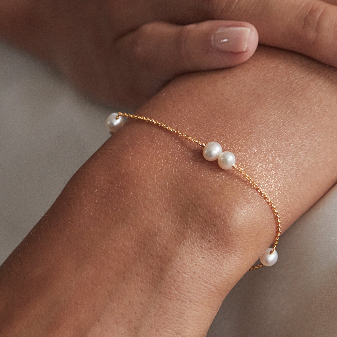Gold Six Pearl Bracelet