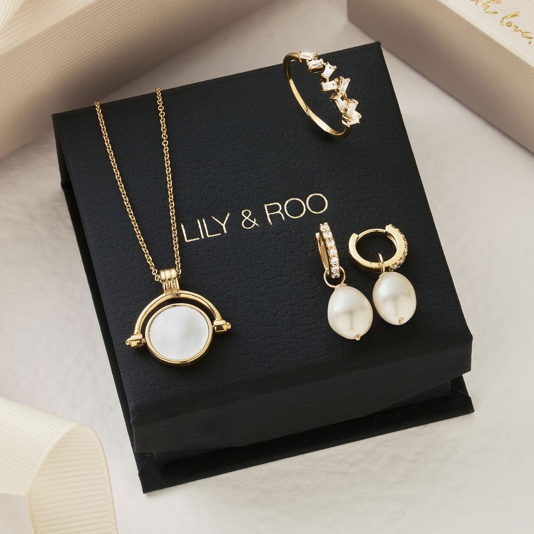 Gold Huggie Pearl Drop Earrings