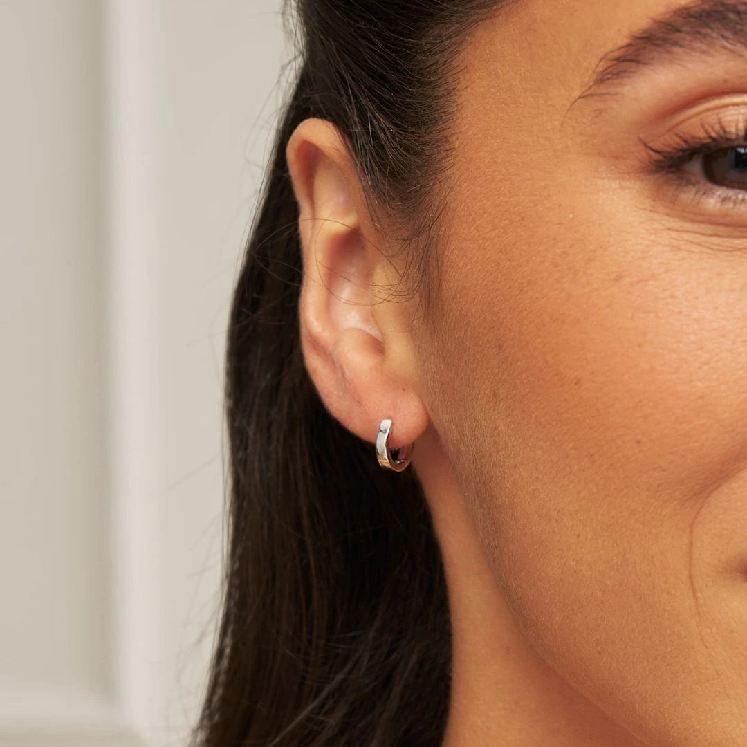 Silver Small Rounded Plain Huggie Hoop Earrings