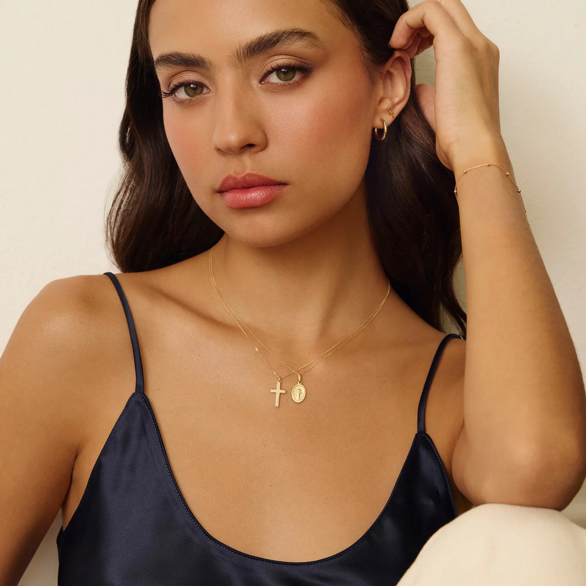 Solid Gold Small Virgin Mary Necklace