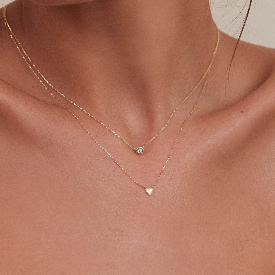 Solid White Gold Floating Diamond Necklace