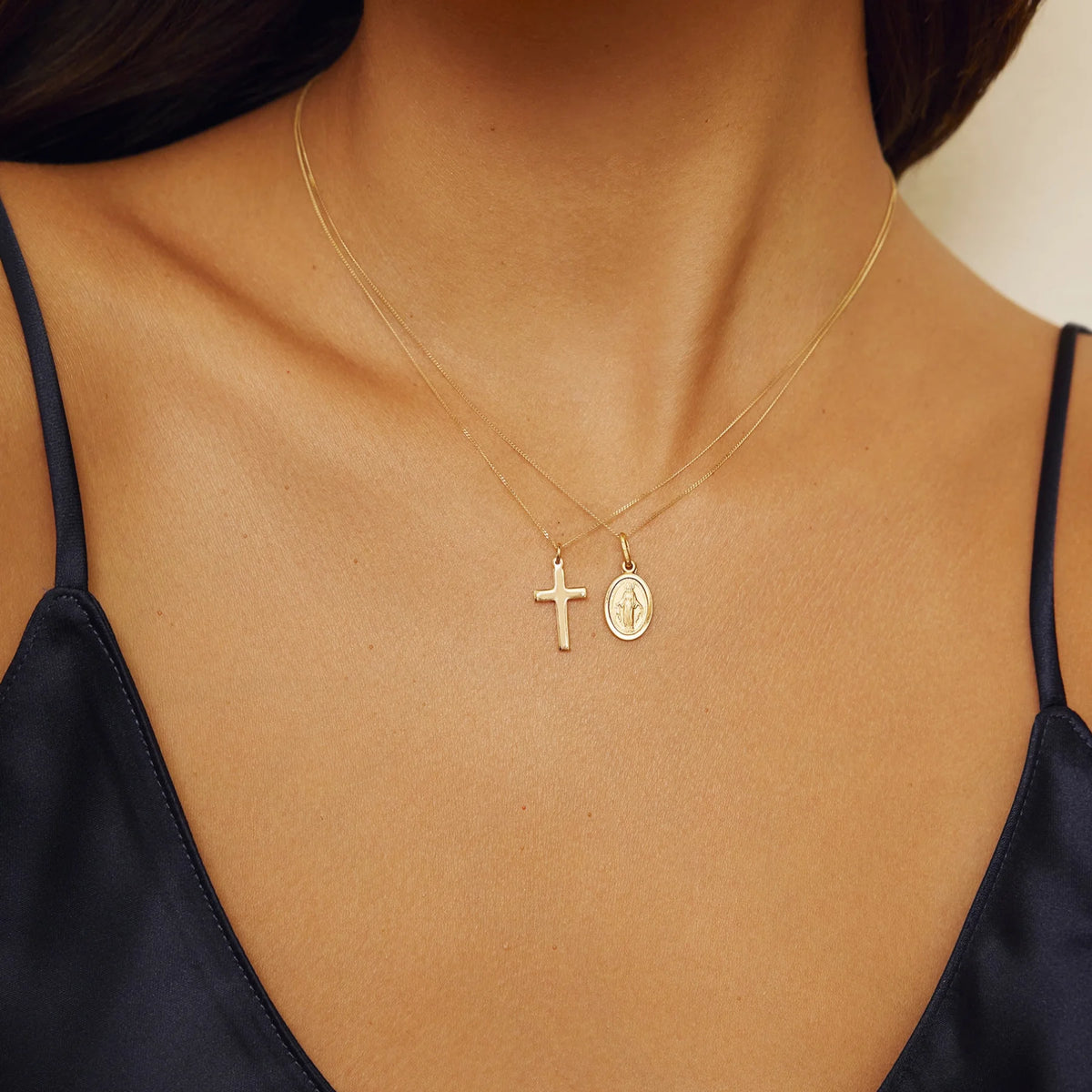 Solid Gold Small Virgin Mary Necklace