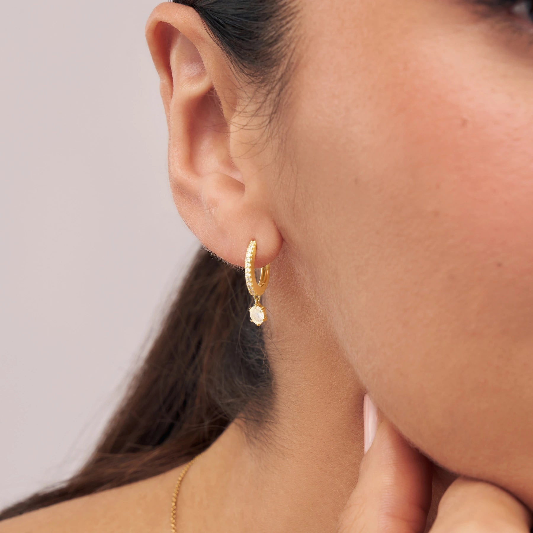 Gold Diamond Style Hexagon Drop Earrings