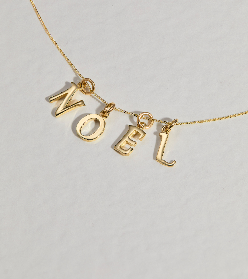 Solid Gold Initial Letter Necklace