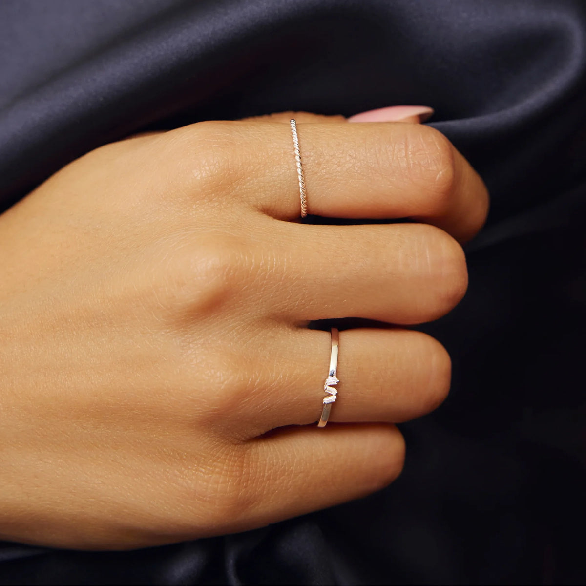 Silver Diamond Style Three Baguette Ring