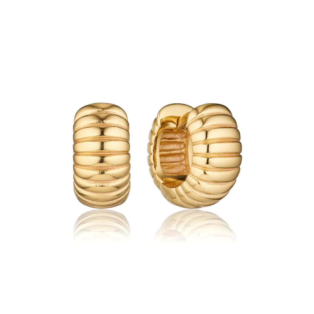 Gold Ribbed Texture Huggie Hoop Earrings