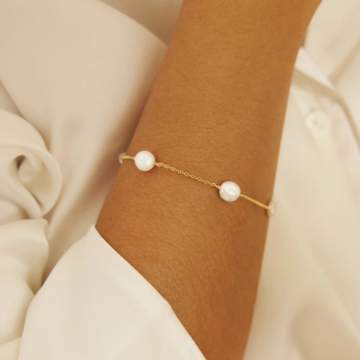 Gold Five Baroque Pearl Bracelet