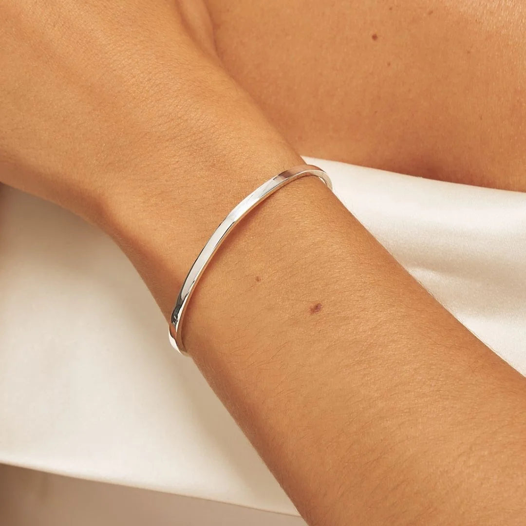 Silver Thin Engraved Bangle