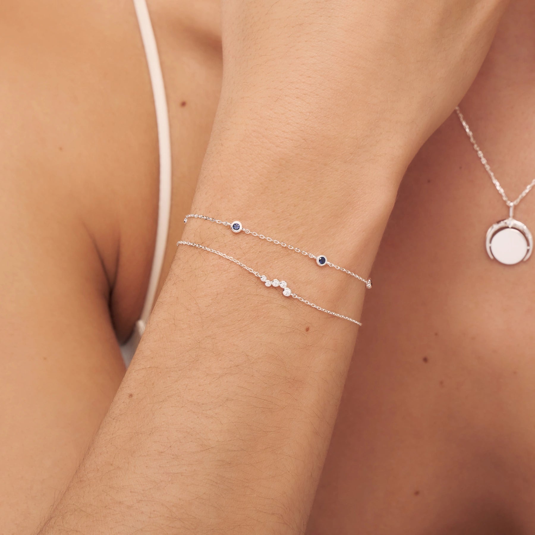 Silver Diamond Style Wave Bracelet