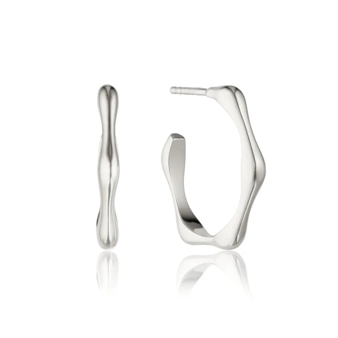 Silver Bamboo Hoop Earrings