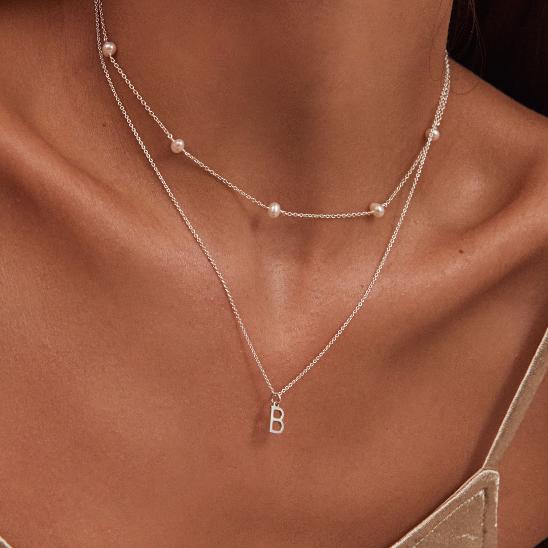 Silver Initial Letter Necklace