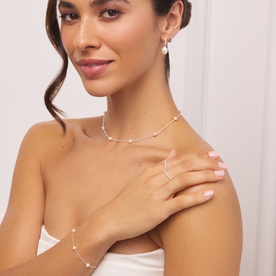 Silver Five Pearl Bracelet