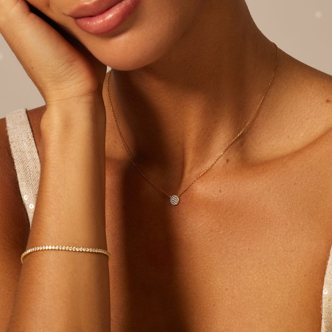 Gold Tennis Bracelet and Princess Diamond Style Stud Earrings Gift Set